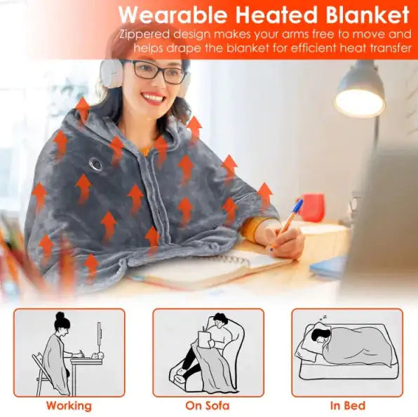 Washable Electric Heated Blanket With Zipper